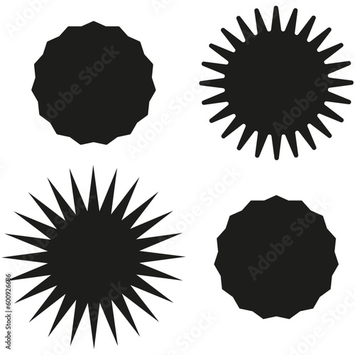 Starburst, sunburst price tag, label icon with blank, empty space. Price flash button, pin shape. Vector illustration.