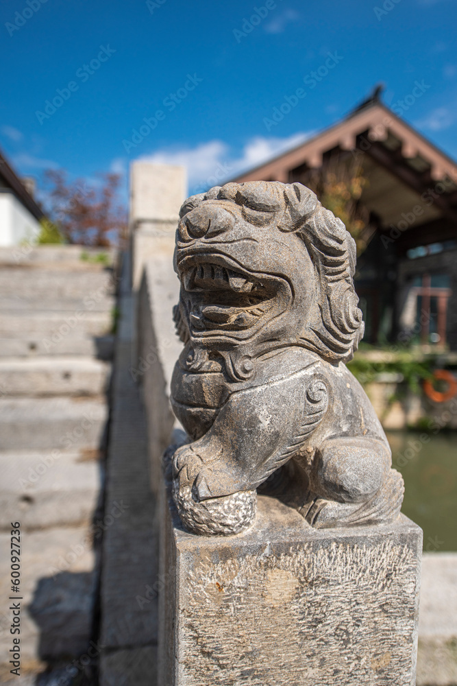 stone lion statue