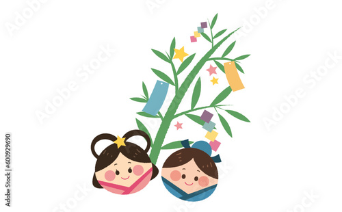 織姫と彦星と笹のイラスト