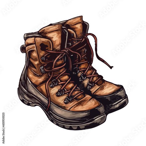 Pair of leather hiking boots for men