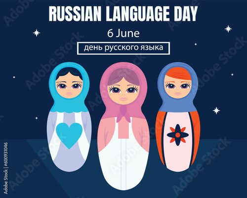 illustration vector graphic of three matryoshka dolls, perfect for international day, russian language day, celebrate, greeting card, etc.