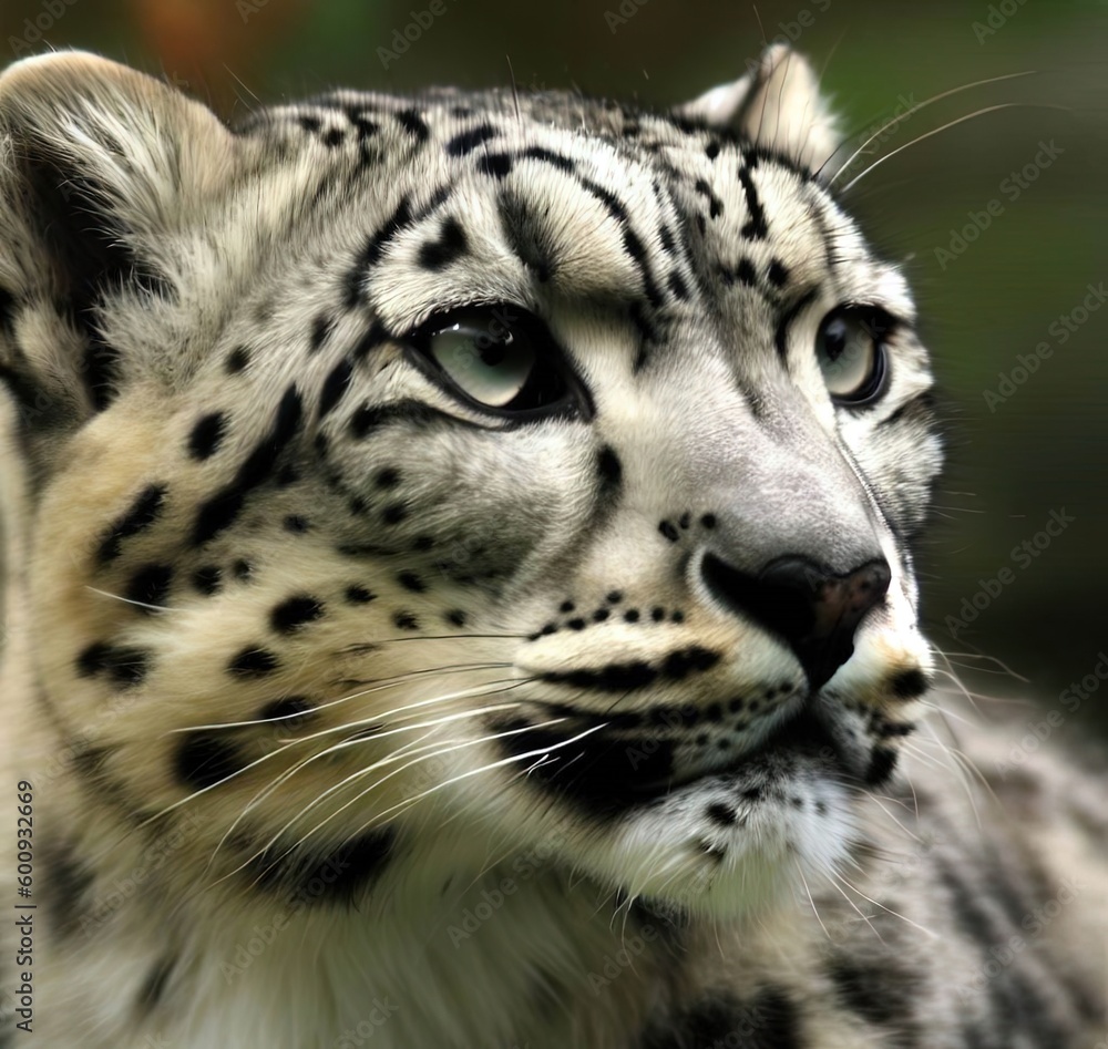 Obraz premium Portrait of a snow leopard extinct animal wildlife nature concept. Generative AI