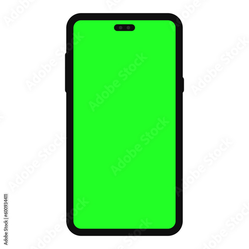 Mobile Green Screen In Black Color Smartphone
