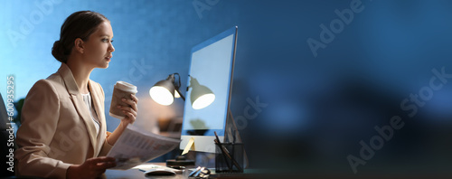 Female programmer working i...