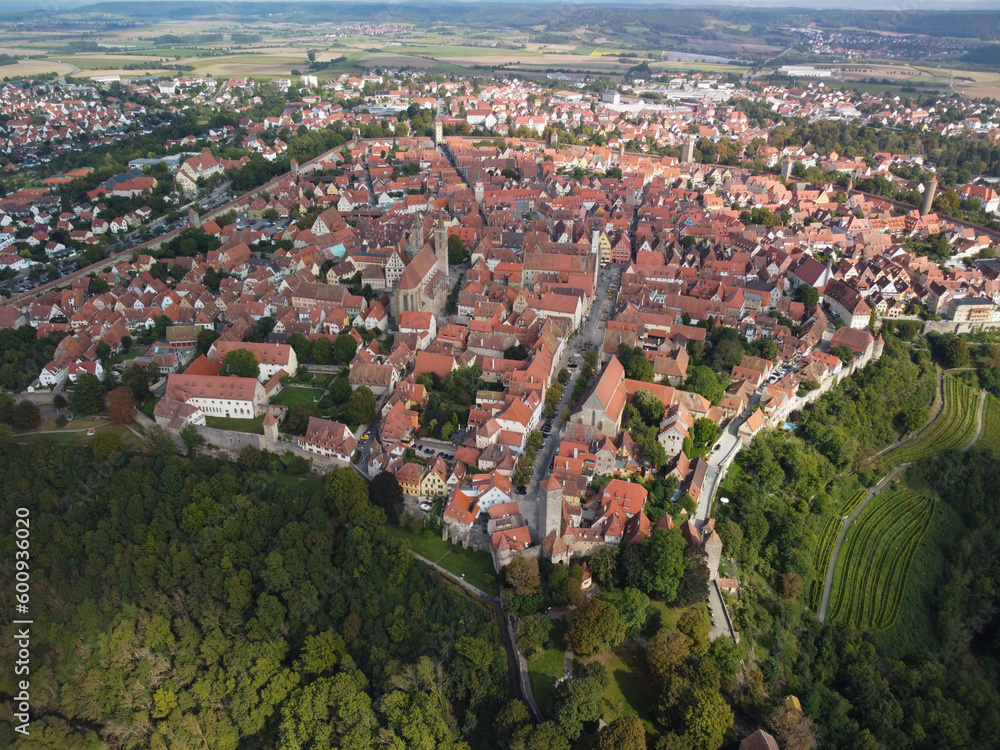 Classic view of the medieval town of Rothenburg ob der Tauber, Bavaria, Germany