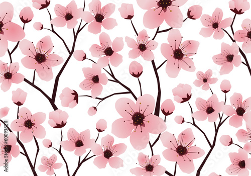 Cherry blossom Japanese Sakura Flower Seamless Pattern