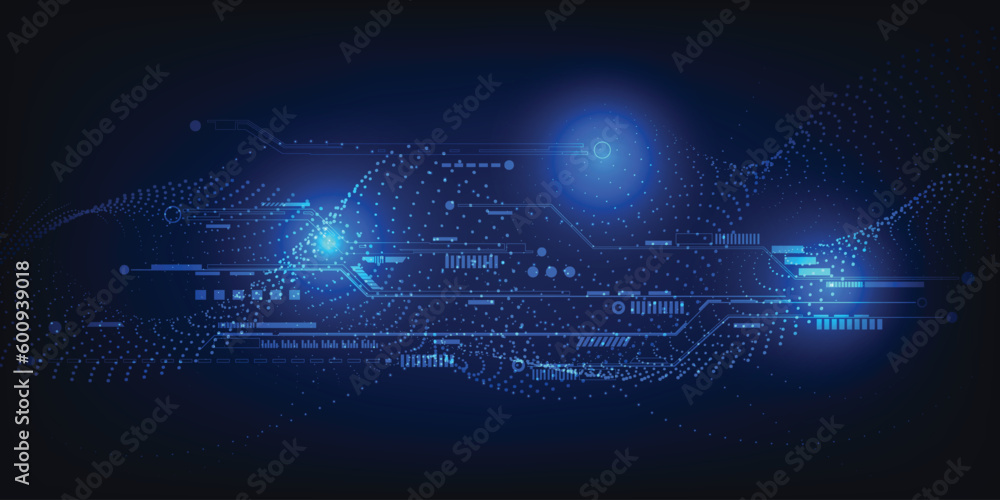 Obraz premium Vector illustrations of futuristic digital technology and digital communications for hi-tech advertising and game artwork.