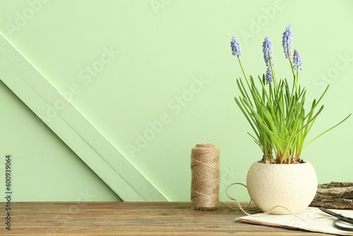 Vase with beautiful Muscari...