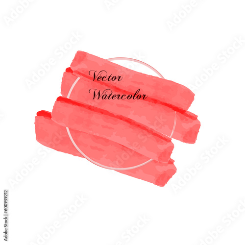 Round frame with red watercolor strokes