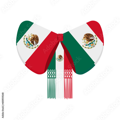 This vector illustration of a Moño de charro is a traditional Mexican accessory used by mariachis such as Mexican charros. With vibrant patriotic colors, this image is perfect to add to your designs.
