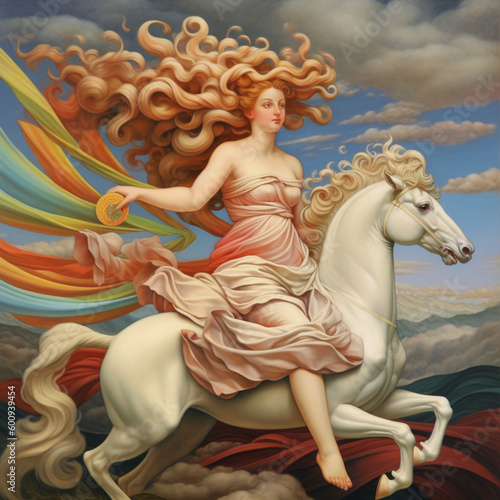 white horse and a greek god - Generated by AI
