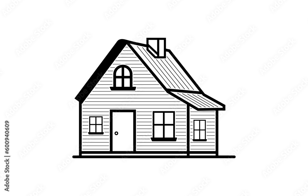 Home icon line art vector drawing, House icon outline illustration, House vector silhouette