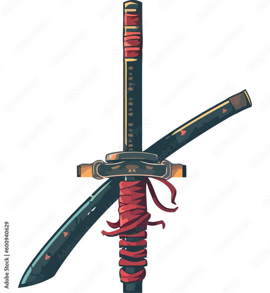 Fotografie Japanese samurai sword illustration