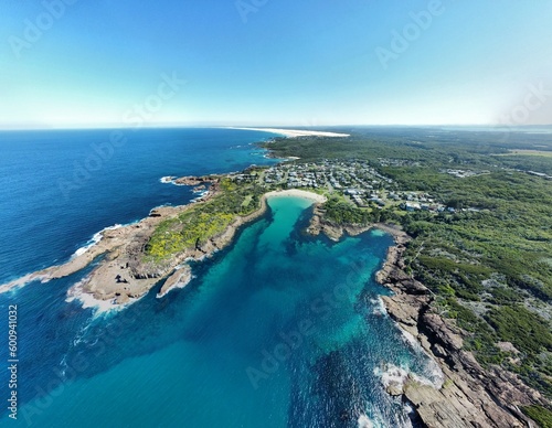 Morna Point Aerial Drone Photo One Mile Beach NSW © Dizzy Dan Pixels
