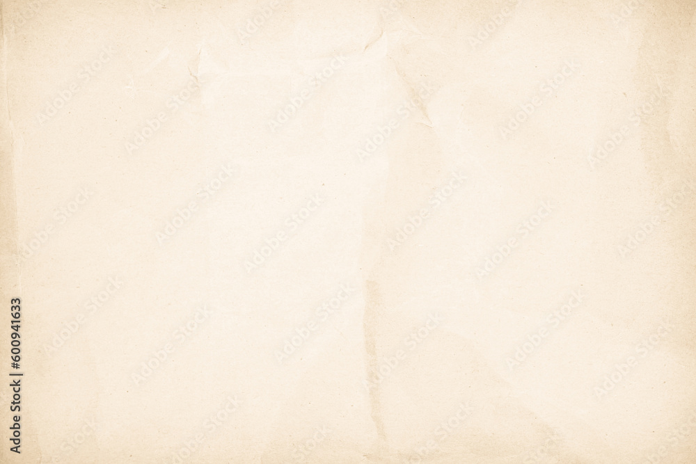 Fototapeta premium Cream paper old grunge retro rustic blank, crumpled paper texture background surface brown parchment empty. Natural pattern antique design art work and wallpaper. 