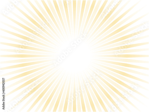 薄く儚く光る太陽光線イメージの抽象的な集中線背景_ライトオレンジ