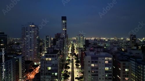 Wallpaper Mural Aerial view of Santos canals at night. Drone view of the city at night. Port of Santos in the background. Biggest port in Latin America. Torontodigital.ca