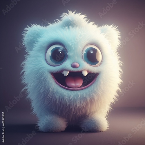 Premium AI Image  Creepy fluffy monster face smiling and laying