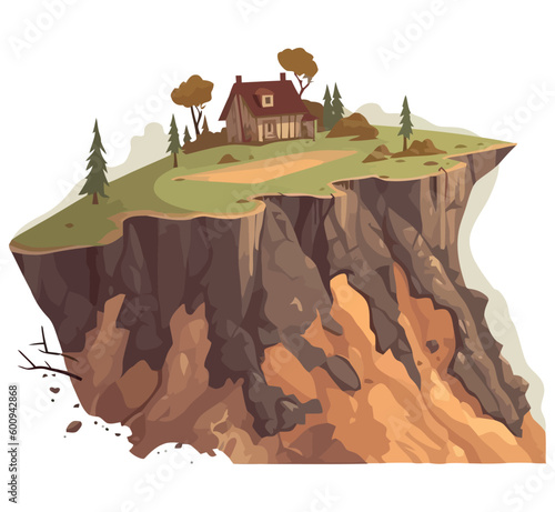 Rocky cliff and old tree