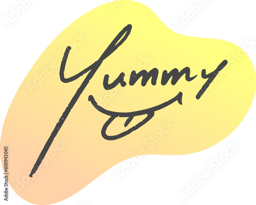 手書き文字素材「Yummy」。ベクターデータ。