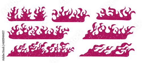 Hand drawn fire illustration on white background for element design. silhouette of flames in set. Vintage