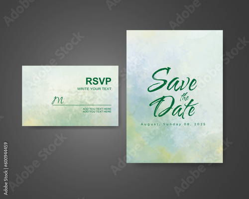 Wedding invitation with abstract watercolor background