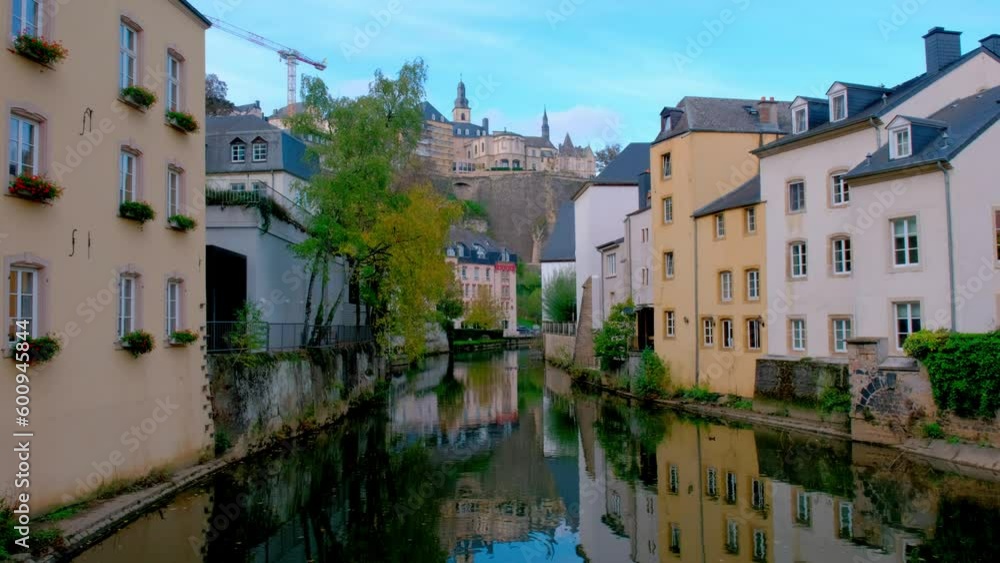 Luxembourg. View of Grund quarter and Alzette river from Rue Munster Luxembourg. View of Grund quarter and Alzette river from Rue Munster