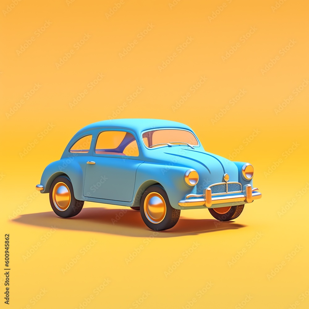 car isolated on yellow background