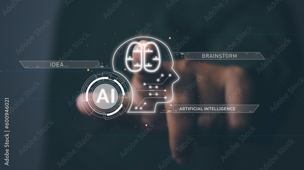 Obraz premium Artificial intelligence (AI), Digital technology creative mind idea thinking and brainstorm.