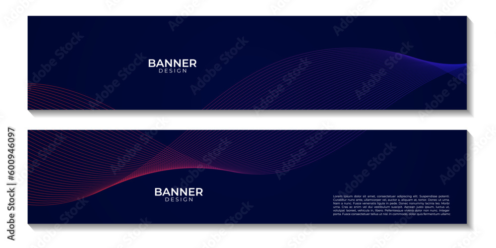 Fototapeta premium banners set with Modern Flow Colorful Wave Lines Digital Equalizer Background Design