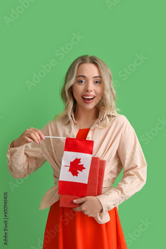 Young woman with flag of Ca...