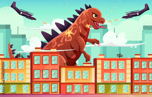 Ferocious Monster Destroy the city Concept