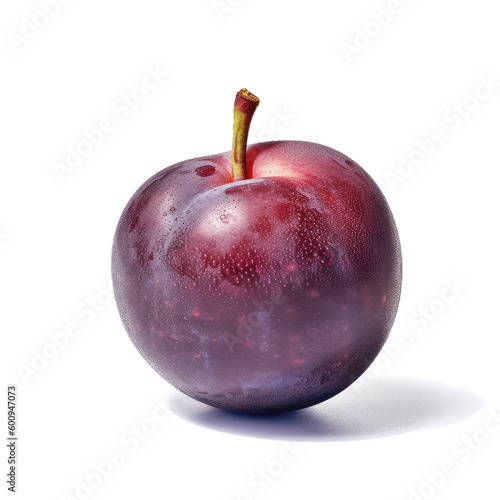 Ideal fresh plum, isolated on a white background, generative AI