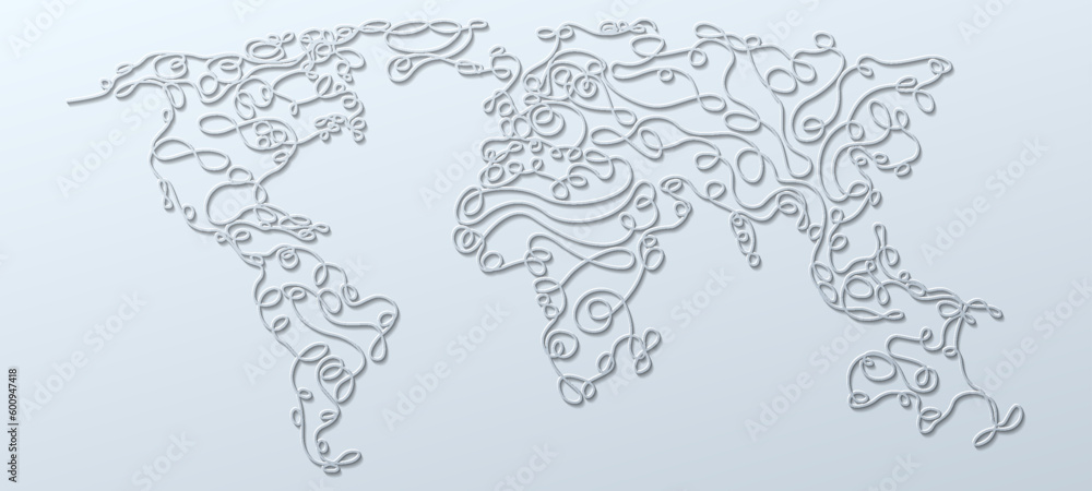 One Line World Map Background One Line World Map Background