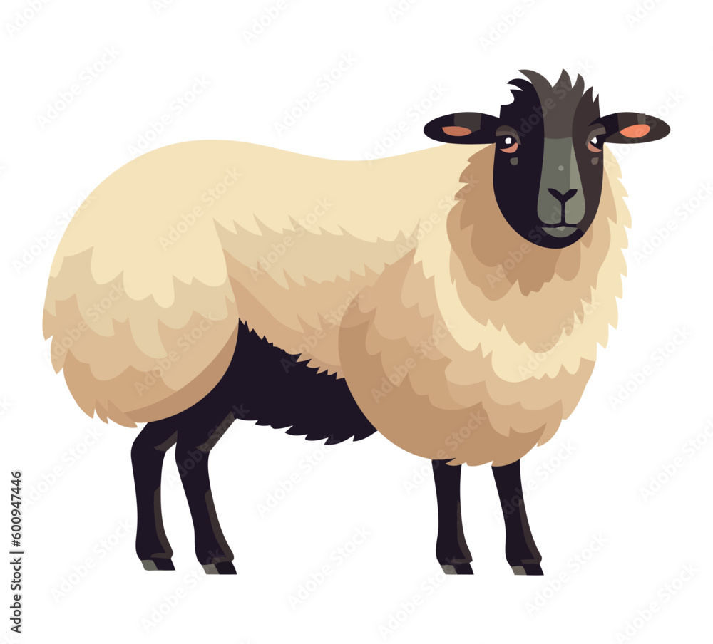 Cute farm animals grazing in rural meadow Cute farm animals grazing in rural meadow