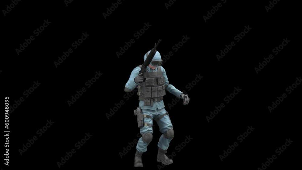 SWAT police officer dance - 3d render looped with alpha channel. SWAT police officer dance - 3d render looped with alpha channel.