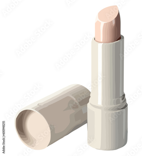 Beauty product packaging with shiny lipstick