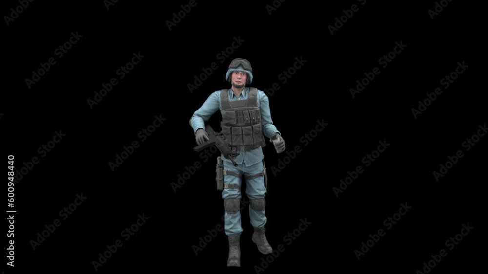 SWAT police officer dance - 3d render looped with alpha channel. SWAT police officer dance - 3d render looped with alpha channel.