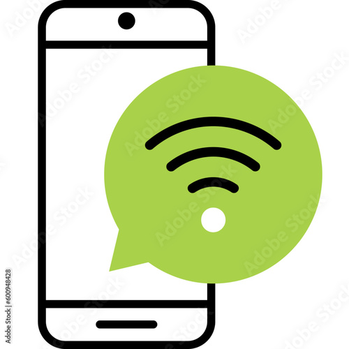 smartphone wireless network wi-fi flat icon vector illustration