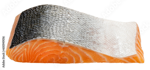 Sliced ​​Fresh Salmon isolated on white background, Salmon Fillet isolated on white background PNG File.
