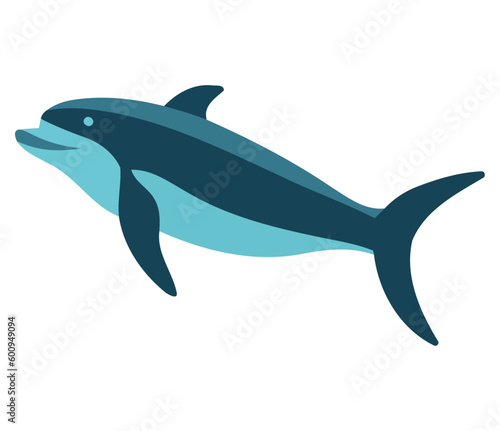 Jumping dolphin silhouette blue underwater design