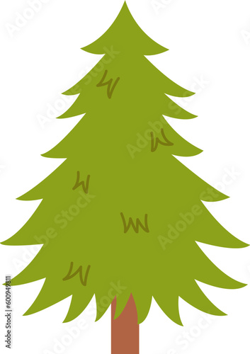 Vector illustration of green fir tree isolated on white background.