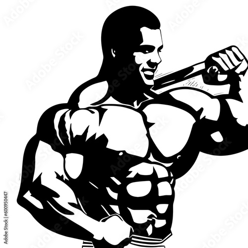 bodybuilder vector design black and white