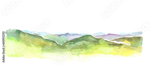 水彩で描いた山並みのイラスト