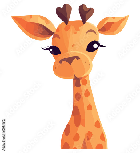 Cute giraffe standing in nature smiling happily