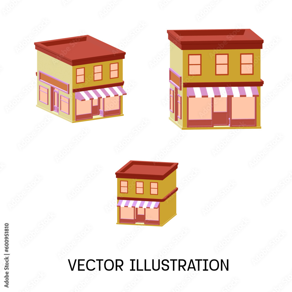 vector shop with the sign we are open