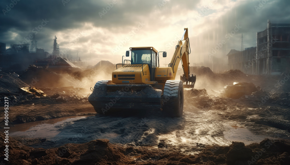 Photo a grader working at construction site. Realistic photograph Photo a grader working at construction site. Realistic photograph