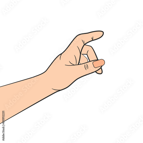 Finger pointing female hand vector illustration. EPS10.
