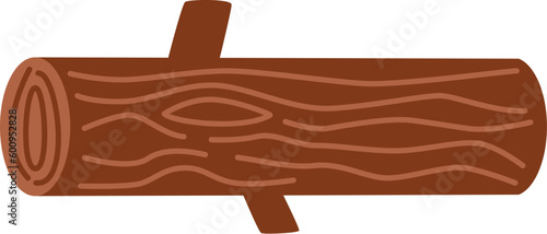 Vector illustration of cartoon wooden log isolated on white background.