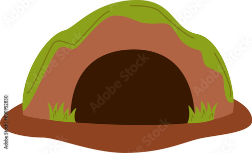 Vector illustration of cartoon bear den isolated on white background.